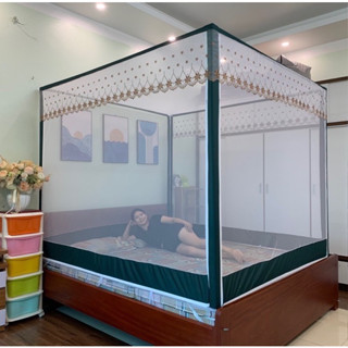 Màn chụp khung vuông inox cao cấp [LOẠI 1] Mùng chụp khung không khoan tường xếp gọn chống muỗi