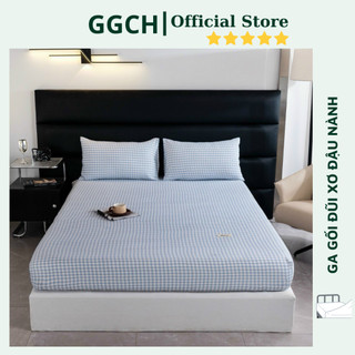 Bộ Ga Gối Cotton Đũi Xơ Đậu Nành Mềm Mại Mẫu Kẻ Caro, mẫu đẹp trang trí phòng ngủ