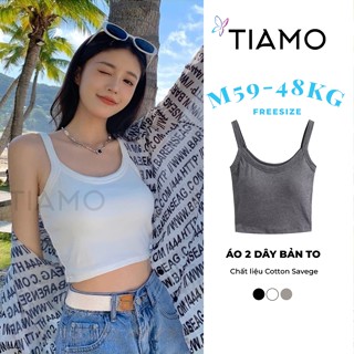 Áo 2 Dây Có Đệm Ngực Bản To Tôn Dáng TIAMO Vải Cotton Spandex Siêu Mịn Thoáng Mát Co Giãn SM24F006
