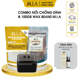 Combo sáp wax lông cao cấp premier, 100gr sáp siêu bám lông và nồi chống dính+ mỡ trăn
