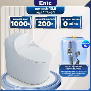 Bồn cầu trứng Enic E33, thiết kế nguyên khối chắc chắn,chất liệu men chống bám bẩn.