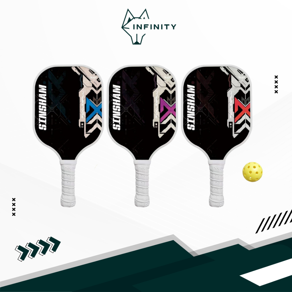 Vợt pickleball 14mm carbon SINSHAM sợi thủy tinh siêu nhẹ cao cấp tặng Bóng