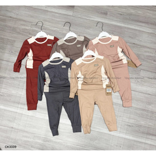 bộ dài tay vải thun tăm mềm mại phối sườn cho bé Cookie CK3339
