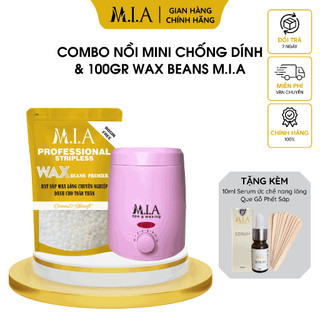 Combo nồi nấu sáp chống dính mini tặng kèm mỡ trăn wax nách, wax tay chân, wax râu MIA WAXING