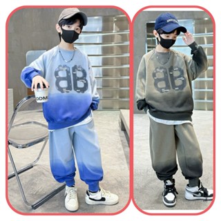  Set bộ quần áo dài tay thu đông cho bé trai từ 17 đến 45kg mặc vừa. Mẫu chữ BB loang chất nỉ da cá mềm mịn đường may kĩ. 