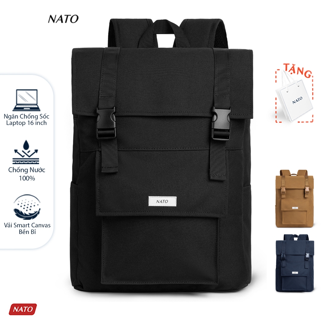 Balo NATO® "Bump - Backpack" Sợi Vải Smart Canvas Cao Cấp Đựng Laptop 16 Inch Nam Nữ Đẹp Đi Học
