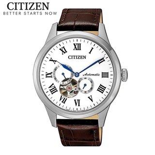 Đồng hồ nam citizen automatic dây da np1020-15a - mặt trắng