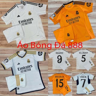 Bộ Quần Áo Bóng Đá CLB Real Madrid, Áo Đá Banh Real 2024 - Chuẩn Mẫu Thi Đấu - Vải Polyester Gai Thái Cao Cấp
