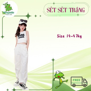 Bộ quần áo nhảy sét quần áo cho bé gái size 15-45kg hiphop zumba hiện đại cá tính màu trắng