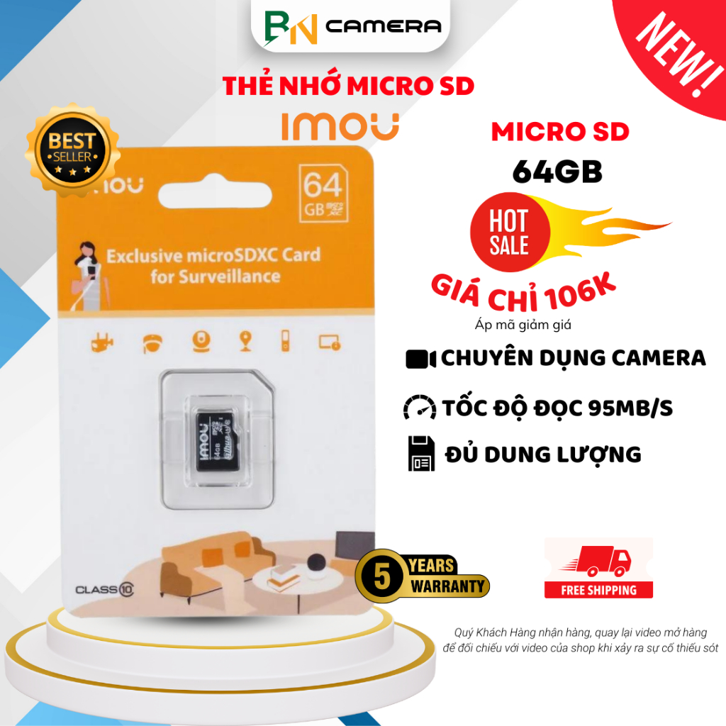 Thẻ nhớ 32GB/64GB/128GB Imou MicroSD chuyên dụng camera, bảo hành 24 tháng