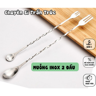 Thìa bar pha chế , thìa barspoon 2 đầu, muỗng khuấy 2 đầu inox 26cm và 32cm cao cấp