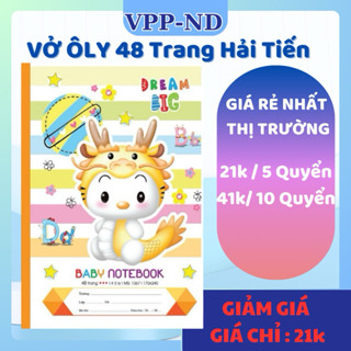 SỈ 10 VỞ Ô LY 48 Trang BABY HẢI TIẾN CAO CẤP GIẤY MỊN CHỐNG LÓA CHỐNG NHÒE MẮT