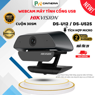 Webcam học trực tuyến Hikvision DS-U12 1080P, cắm cổng USB hỗ trợ mic cho hình ảnh sắc nét