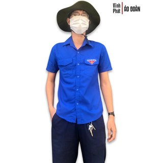 Áo Sơ Mi Đoàn Thanh Niên Nam Tay Ngắn Logo Thêu - VĨNH PHÁT