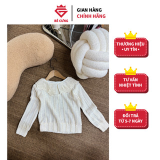 Áo thun len phối cổ ren tay dài bé cưng dành cho bé gái
