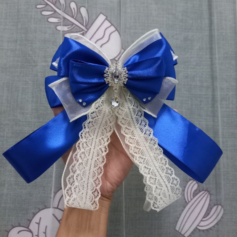 Nơ lightstick lụa mềm cao cấp màu xanh dương - nơ trang trí lightstick nhóm Suju Winner Tempest iKon