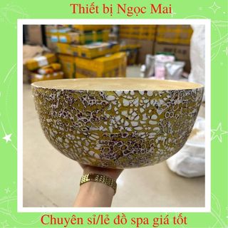 Chậu tre khảm trứng gội đầu dưỡng sinh, ngâm tay, ngâm chân size 30cm tiện lợi