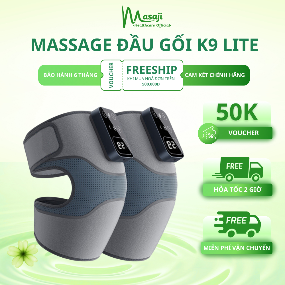 Máy massage đầu gối K9 Lite, massage rung chườm ấm hồng ngoại giúp giảm đau, bảo vệ sức khỏe