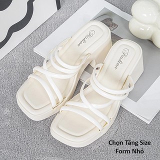 Dép sandal nữ 3TDEP, dép xăng đan độn đế 7cm, dép lê nữ chéo dây mảnh phong cách