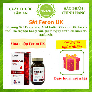 Feron uk- bổ sung sắt hữu cơ, acid folic, vitamin b6 nhập khẩu anh quốc lọ 30 viên
