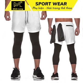 Quần đùi tập gym - chạy bộ 2 lớp liền có lót quần legging