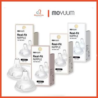 Núm ti bình sữa Moyuum cho bé, núm ty silicone thay thế size 1, 2, 3 và 4 - Monnie Kids
