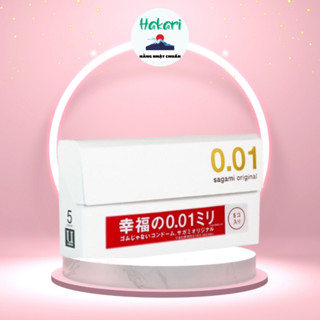 [Che tên] Bao cao su Sagami Original 001 siêu mỏng, Hộp 5 BCS nội địa Nhật Bản