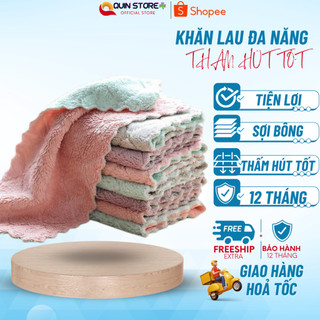 Khăn Lau 2 Mặt Đa Năng Siêu Thấm Hút Mẫu Mới Bằng Vải Bông Mềm Mịn