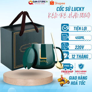 [TẶNG ĐẾ + THÌA] Bộ Cốc Hâm Nóng Đồ Uống Bằng Sứ Sang Chảnh, Bộ Cốc Sứ Làm Nóng Tự Động Tặng Thìa Mạ Vàng Cao Cấp