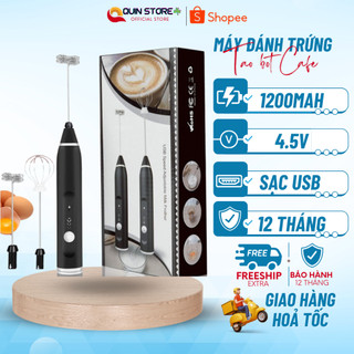 Máy Đánh Trứng, Đánh Sữa Và Tạo Bọt Cafe Cầm Tay 3 Tốc Độ Sử Dụng Pin Sạc Cao Cấp - BẢO HÀNH 12 THÁNG
