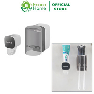 Kệ Cài Bàn Chải ECOCO Kèm Cốc, Tích Hợp Để Đồ Kèm Nhả Kem Đơn Tặng Miếng Dán