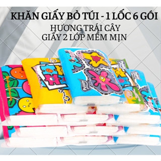 Khăn Giấy Bỏ Túi Pulppy Hương Trái Cây 1 Lốc 6 Gói 10 Tờ x2 Lớp