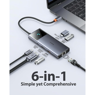 Cáp Chuyển Hub Type C Baseus 6 in 1 (TYPE C To USB 3.0 x 3 + HDMI 4K + Type C PD + LAN RJ45)