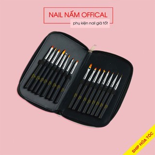 Bộ cọ vẽ móng Lotus 16 cây túi da simili cao cấp