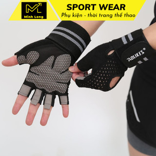Găng tay tập gym hở lưng có cuốn cổ tay, đệm lòng bàn tay chống trượt AOLIKES HS 113