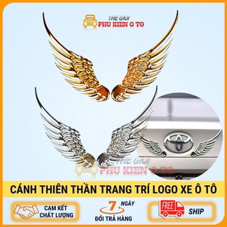 Đôi cánh thiên thần 3D dán trang trí logo hãng ô tô bằng chất liệu hợp kim