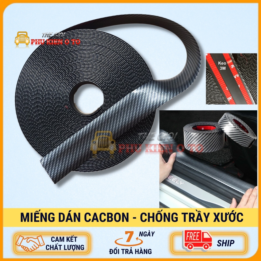 Miếng dán chống xước mạ cacbon cao cấp - Nẹp cacbon dán chống xước nhiều vị trí trên ô tô