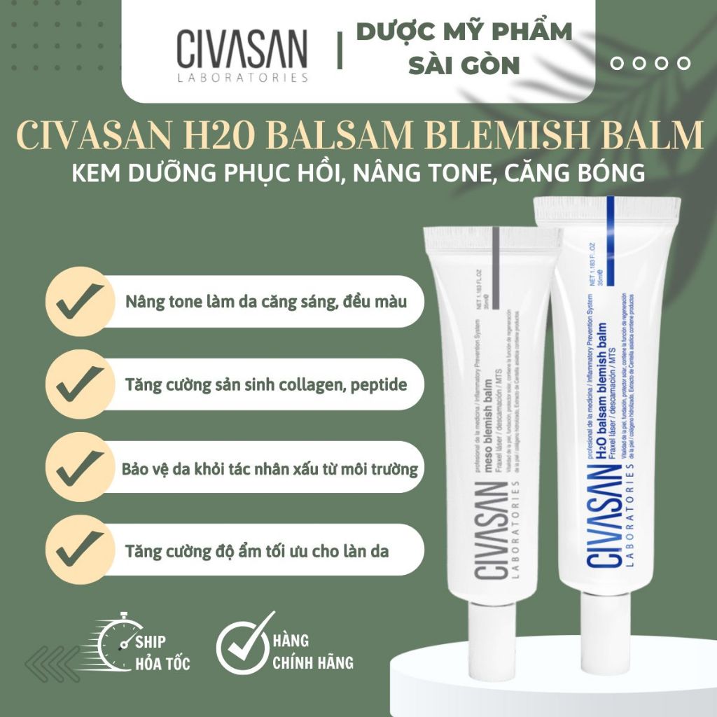 Kem Dưỡng nâng tone Civasan H2O và Meso Blemish Balm