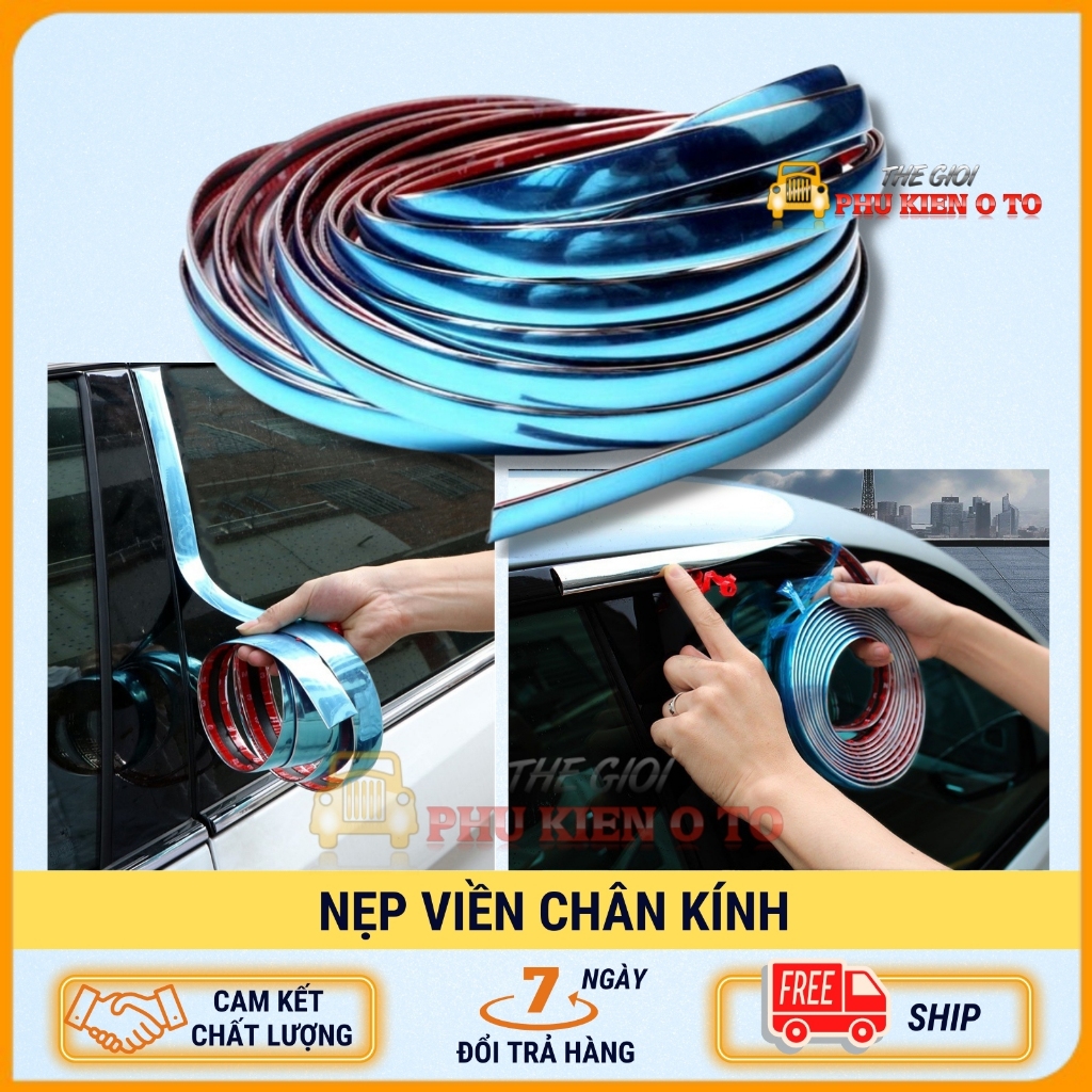 Cuộn 13M Nẹp Viền Trang Trí Chân Kính Ô Tô Mạ Crom Bản 1cm - 2cm - 3cm nẹp viền kính, cửa xe, badsok