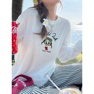 Áo thun tay dài cổ tròn nữ In hình JULYfashion2023, Áo thun Nữ Dài tay Chất Cotton xượt, dáng rộng thời trang