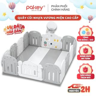 Quây cũi nhựa pakey crown nhật bản 2024 tặng cột bóng rổ+ thảm + 100 bóng - quây nhựa nguyên sinh an toàn cho bé