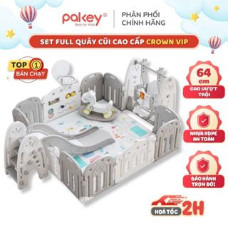 [HỎA TỐC HCM] Quây Cũi Nhựa Pakey Nhật Bản Mẫu Mới - Set Quây Nhựa Full Chi Tiết Họa Tiết Vương Miện Bảo Hành Trọn Đời