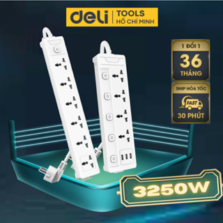 Ổ Cắm Điện Đa Năng DELI - Cầu Chì Tự Ngắt An Toàn Chống Giật - Bảo Hành 36 Tháng 1 Đổi 1