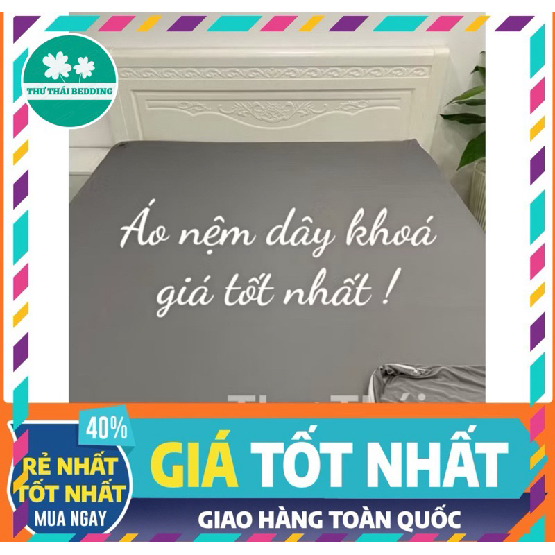 Áo Bọc Nệm 1M-1M8x2M (nệm dày 3-30cm) 2 Mặt Có Khoá Kéo Thun Lạnh HQ]