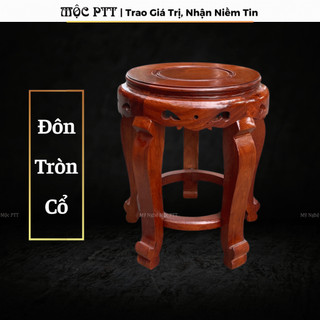 Đôn tròn kiểu cổ gỗ Hương Ta kích thước mặt 30 cao 30 , 40 cm chịu lực cực tốt