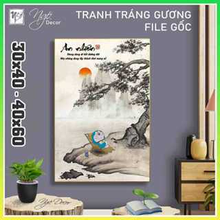 Tranh tráng gương DORAEMON AN NHIÊN Có Khung, Để Bàn, Treo Tường, Nhiều Kích Thước, Đủ phụ kiện