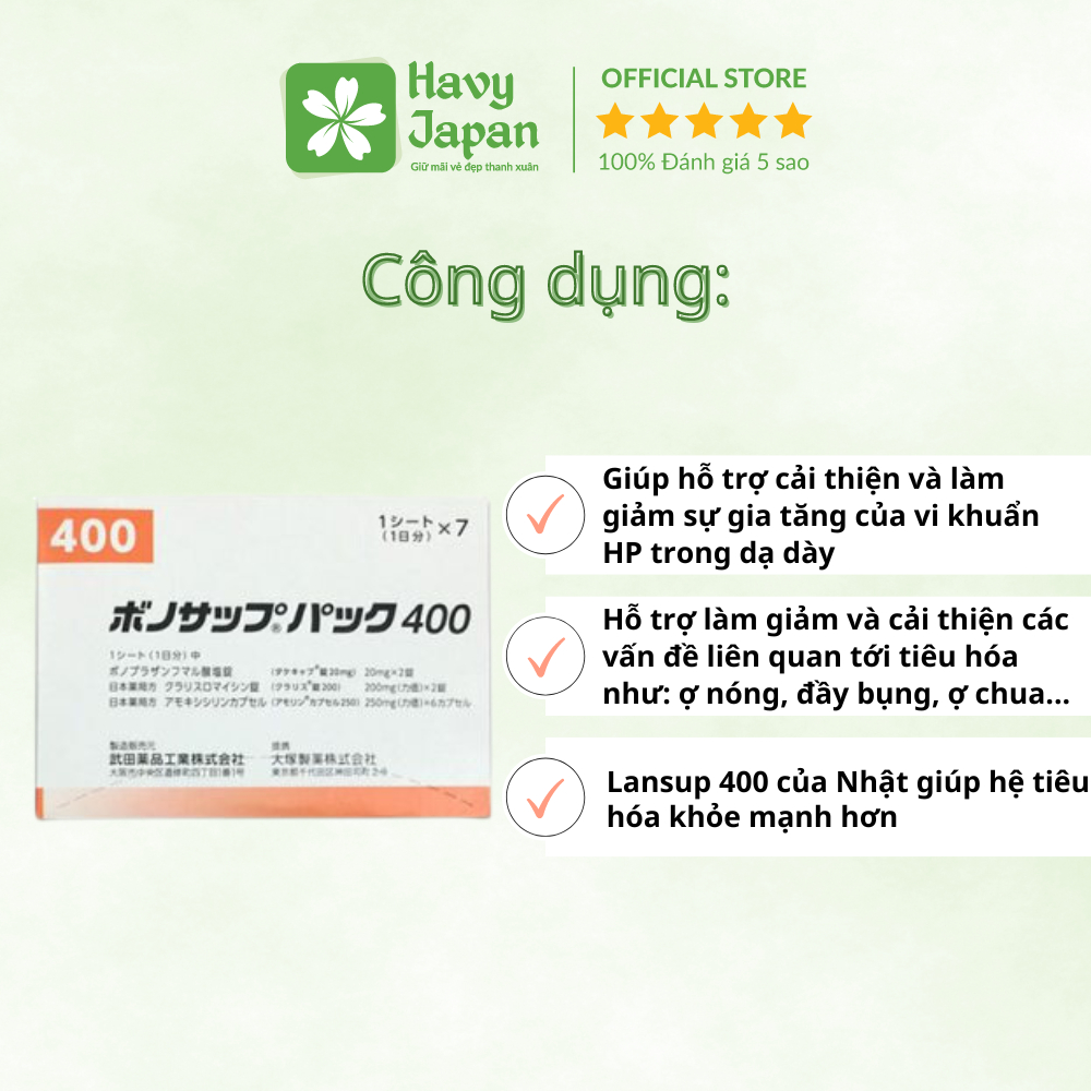Viên Uống Lansup Hỗ Trợ Cải Thiện Vi Khuẩn HP Dạ Dày 400 10 Viên x 7 Vỉ Nhật Bản