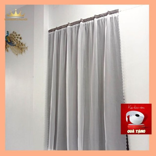 Rèm cửa dán tường 2 lớp xám đậm voan trắng chống nắng trang trí cửa sổ vuaremgiasi