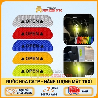 Combo 4 miếng dán open phản quang cảnh báo mở cửa xe ô tô