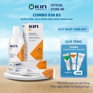 Combo nước súc miệng kem đánh răng kin b5 làm sạch mảng bám, phục hồi nướu, ngừa sâu răng 500ml/125ml